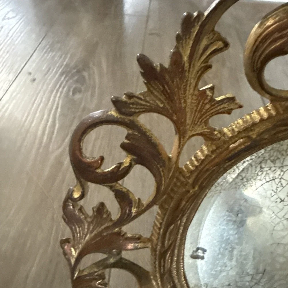 Cast Iron Brass Finish Victorian Mirror Picture‎ Stand Up mirror Frame Ornate